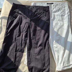 Calvin Klein Jeans 2 Pairs of Capri Pants Womens 10 Tab Hem Casual Button